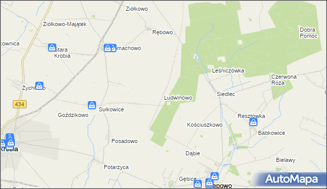 mapa Ludwinowo gmina Pępowo, Ludwinowo gmina Pępowo na mapie Targeo