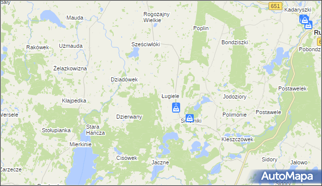 mapa Ługiele, Ługiele na mapie Targeo