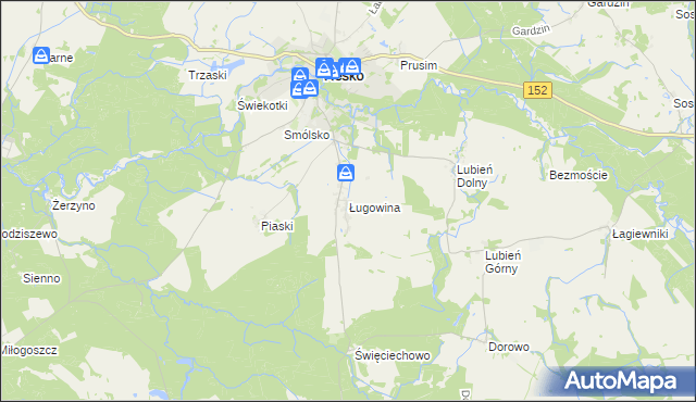 mapa Ługowina gmina Resko, Ługowina gmina Resko na mapie Targeo