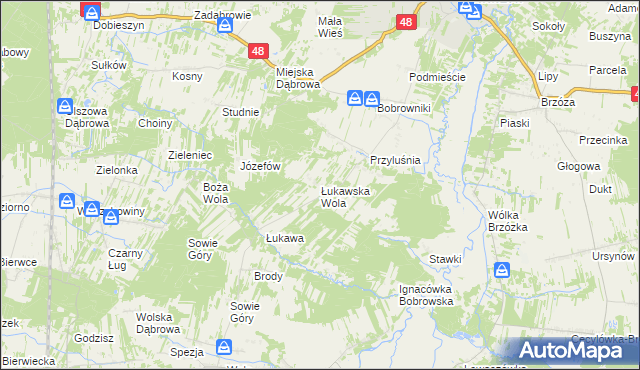 mapa Łukawska Wola, Łukawska Wola na mapie Targeo