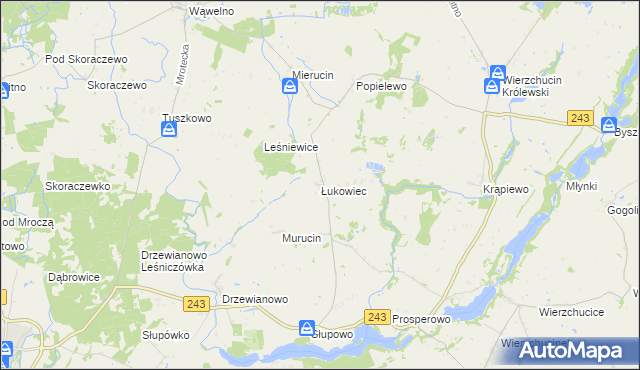 mapa Łukowiec gmina Sicienko, Łukowiec gmina Sicienko na mapie Targeo