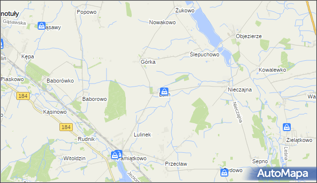 mapa Lulin gmina Oborniki, Lulin gmina Oborniki na mapie Targeo