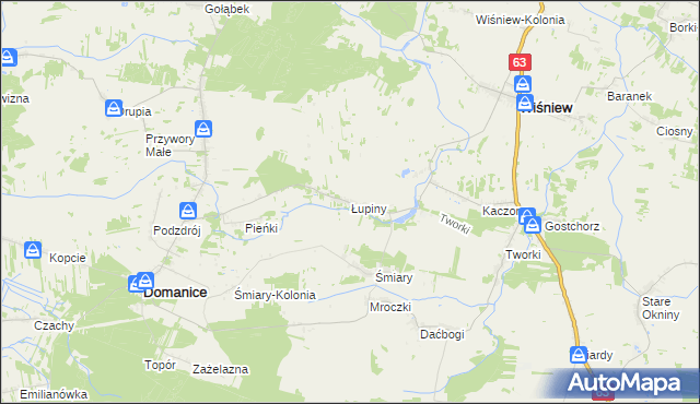 mapa Łupiny gmina Wiśniew, Łupiny gmina Wiśniew na mapie Targeo