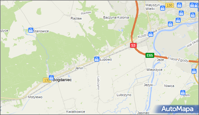 mapa Łupowo gmina Bogdaniec, Łupowo gmina Bogdaniec na mapie Targeo