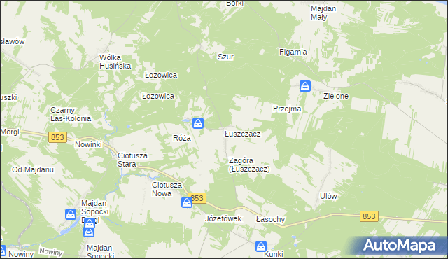 mapa Łuszczacz, Łuszczacz na mapie Targeo