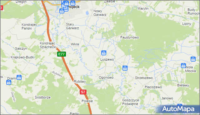 mapa Luszewo gmina Glinojeck, Luszewo gmina Glinojeck na mapie Targeo