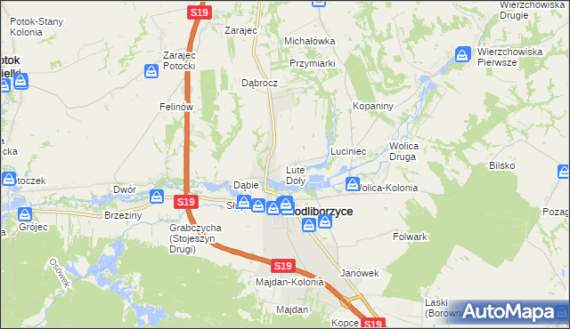 mapa Lute Doły, Lute Doły na mapie Targeo