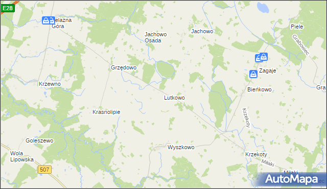 mapa Lutkowo gmina Lelkowo, Lutkowo gmina Lelkowo na mapie Targeo