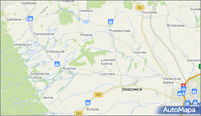 mapa Lutomierz Kolonia, Lutomierz Kolonia na mapie Targeo