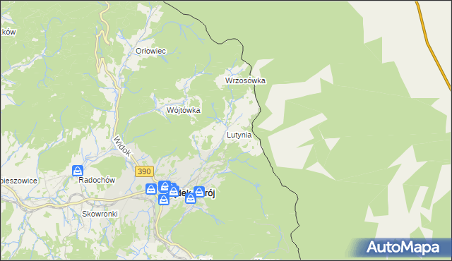 mapa Lutynia gmina Lądek-Zdrój, Lutynia gmina Lądek-Zdrój na mapie Targeo