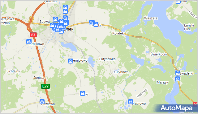 mapa Łutynówko, Łutynówko na mapie Targeo
