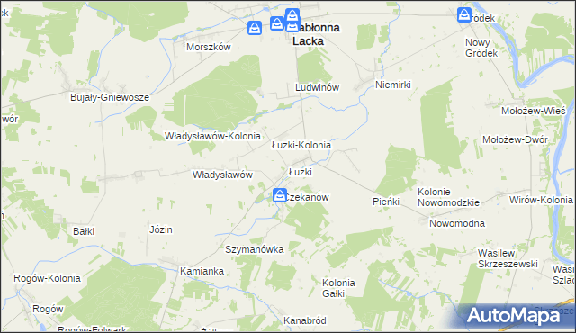 mapa Łuzki gmina Jabłonna Lacka, Łuzki gmina Jabłonna Lacka na mapie Targeo