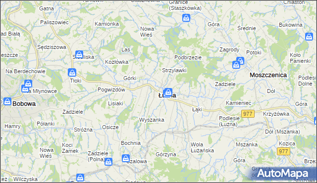 mapa Łużna, Łużna na mapie Targeo