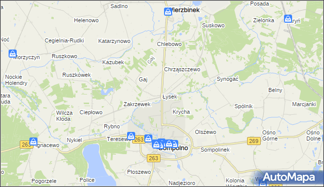 mapa Łysek, Łysek na mapie Targeo