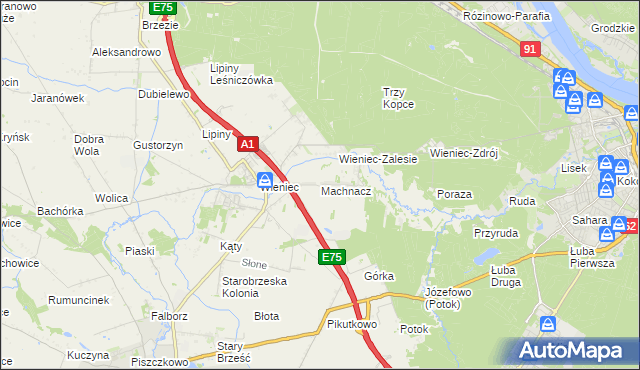 mapa Machnacz gmina Brześć Kujawski, Machnacz gmina Brześć Kujawski na mapie Targeo