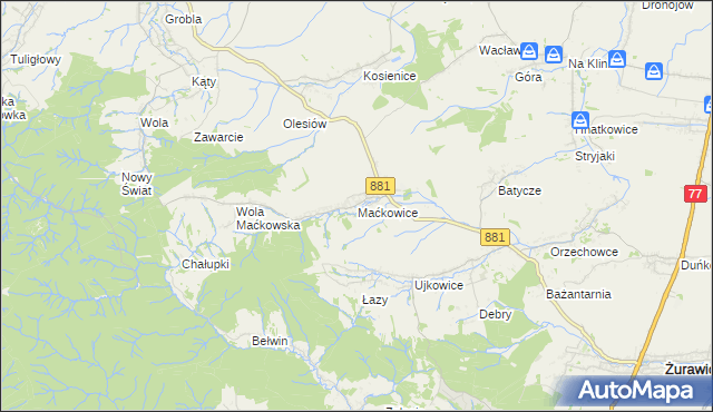 mapa Maćkowice, Maćkowice na mapie Targeo