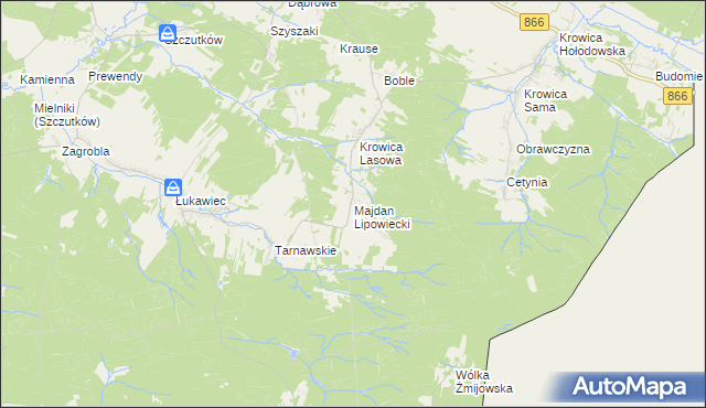 mapa Majdan Lipowiecki, Majdan Lipowiecki na mapie Targeo