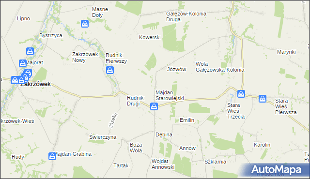 mapa Majdan Starowiejski, Majdan Starowiejski na mapie Targeo