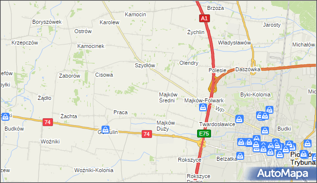 mapa Majków Średni, Majków Średni na mapie Targeo