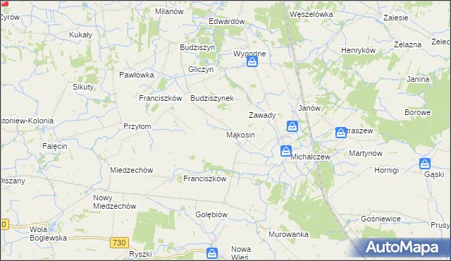 mapa Mąkosin, Mąkosin na mapie Targeo