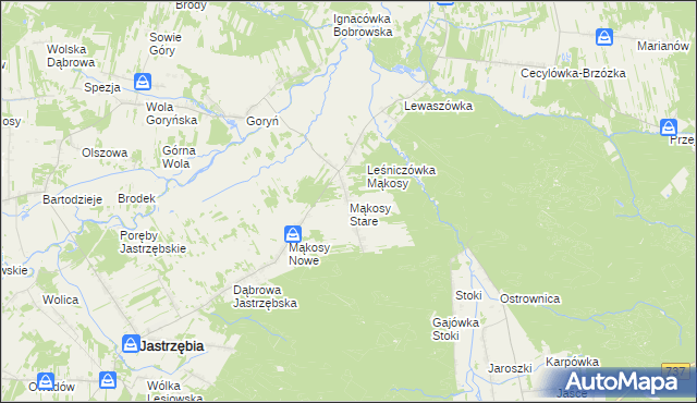 mapa Mąkosy Stare, Mąkosy Stare na mapie Targeo