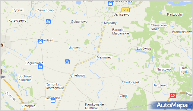 mapa Makówiec, Makówiec na mapie Targeo
