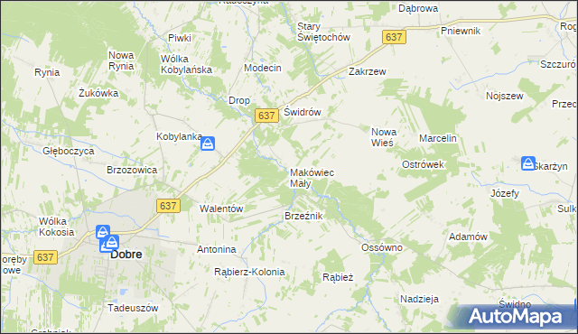 mapa Makówiec Mały, Makówiec Mały na mapie Targeo