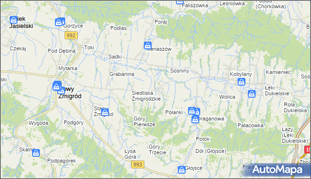 mapa Makowiska gmina Nowy Żmigród, Makowiska gmina Nowy Żmigród na mapie Targeo