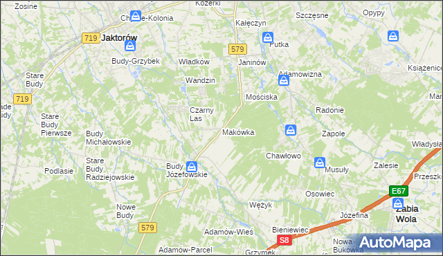 mapa Makówka gmina Grodzisk Mazowiecki, Makówka gmina Grodzisk Mazowiecki na mapie Targeo