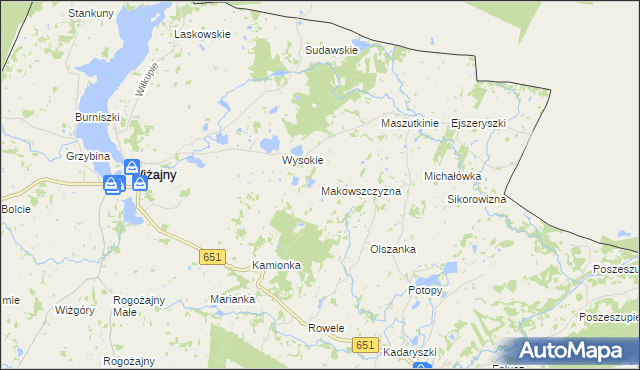 mapa Makowszczyzna gmina Wiżajny, Makowszczyzna gmina Wiżajny na mapie Targeo
