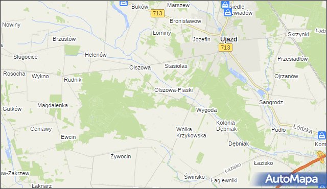 mapa Maksymów gmina Ujazd, Maksymów gmina Ujazd na mapie Targeo