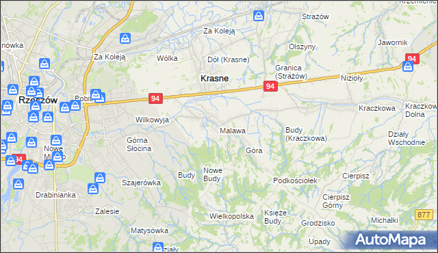 mapa Malawa gmina Krasne, Malawa gmina Krasne na mapie Targeo