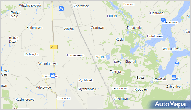 mapa Malina gmina Piotrków Kujawski, Malina gmina Piotrków Kujawski na mapie Targeo