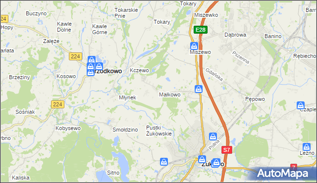 mapa Małkowo, Małkowo na mapie Targeo