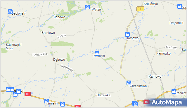 mapa Małocin gmina Nakło nad Notecią, Małocin gmina Nakło nad Notecią na mapie Targeo