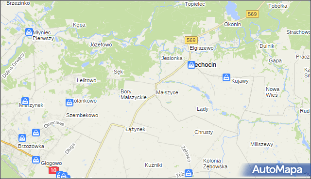 mapa Małszyce gmina Ciechocin, Małszyce gmina Ciechocin na mapie Targeo