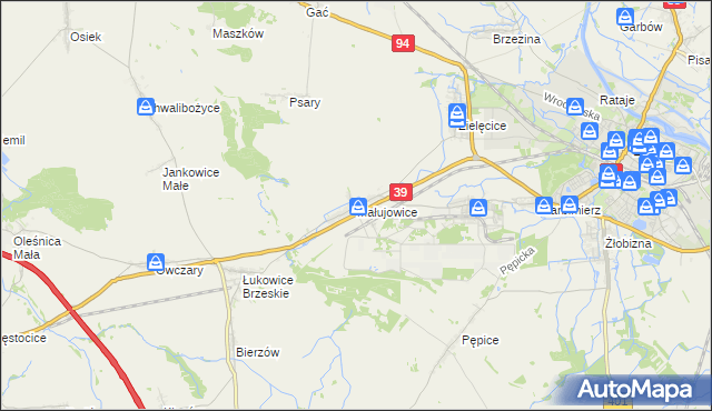 mapa Małujowice, Małujowice na mapie Targeo