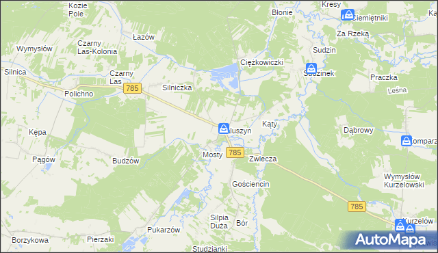 mapa Maluszyn gmina Żytno, Maluszyn gmina Żytno na mapie Targeo