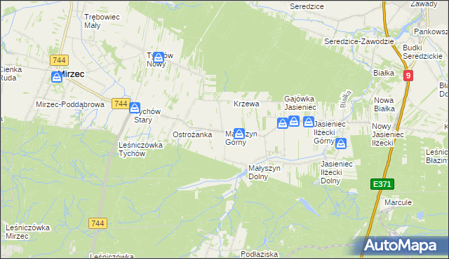 mapa Małyszyn Górny, Małyszyn Górny na mapie Targeo