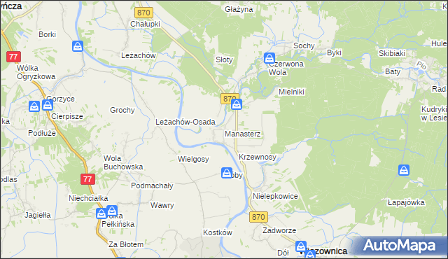 mapa Manasterz gmina Wiązownica, Manasterz gmina Wiązownica na mapie Targeo