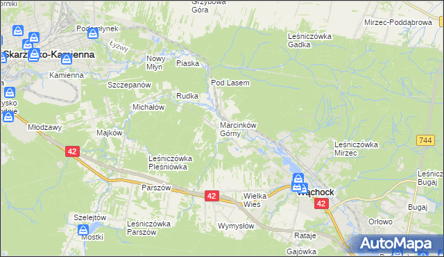 mapa Marcinków gmina Wąchock, Marcinków gmina Wąchock na mapie Targeo