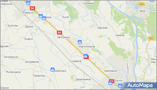 mapa Marcinkowice gmina Oława, Marcinkowice gmina Oława na mapie Targeo