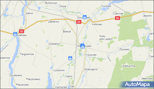 mapa Marcinkowo gmina Mogilno, Marcinkowo gmina Mogilno na mapie Targeo