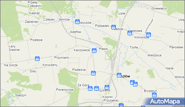 mapa Marcinowice gmina Kozłów, Marcinowice gmina Kozłów na mapie Targeo