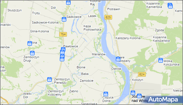 mapa Marianów gmina Solec nad Wisłą, Marianów gmina Solec nad Wisłą na mapie Targeo