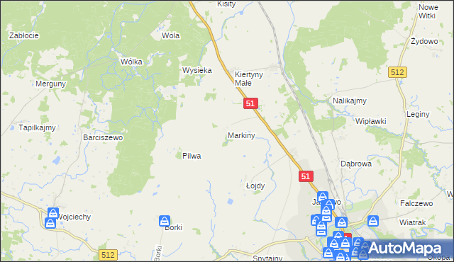 mapa Markiny, Markiny na mapie Targeo