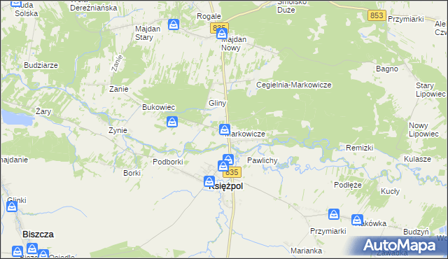 mapa Markowicze, Markowicze na mapie Targeo