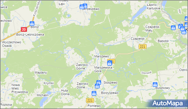 mapa Marszewo gmina Przywidz, Marszewo gmina Przywidz na mapie Targeo