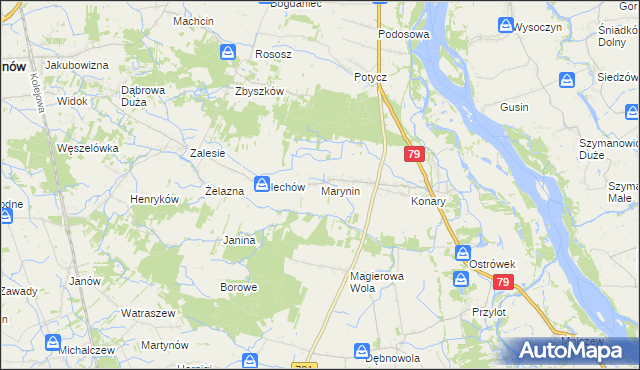 mapa Marynin gmina Chynów, Marynin gmina Chynów na mapie Targeo