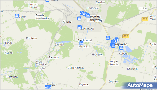 mapa Marynin gmina Rejowiec, Marynin gmina Rejowiec na mapie Targeo
